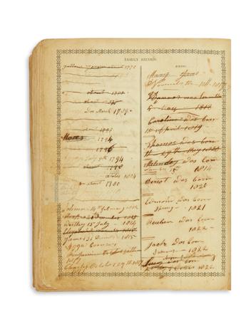 (SLAVERY AND ABOLITION.) Family Bible of the Rixey family of Culpeper, Virginia, including 4 pages listing the births of their slaves.